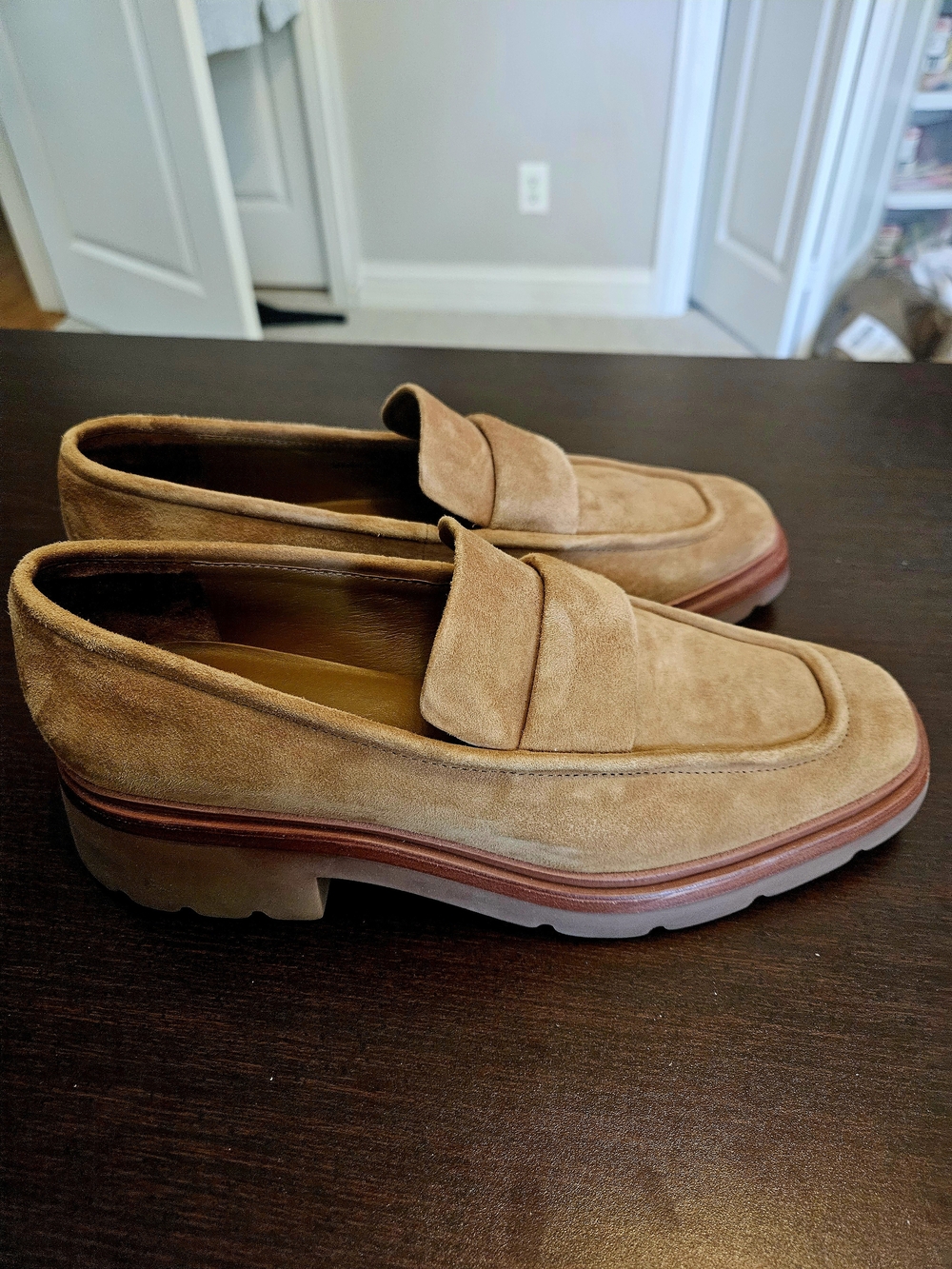 Vince Tan Suede Penny Loafers with Chunky Sole LIKE NEW